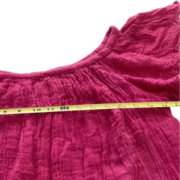 VTG Handmade Crinkled cotton Layered MIDI Shift Dress  Drk Pink - Picture 11 of 14
